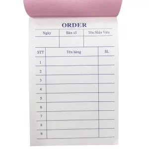 Sổ order 2 liên